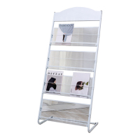 翌嘉YJ4122808 杂志架展示架报置物架收纳落地报纸报刊架 四层白色 630*380*1420
