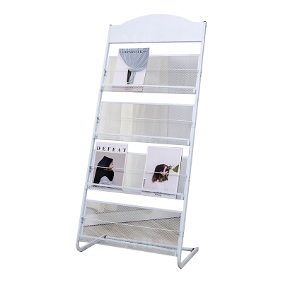 翌嘉YJ4122808 杂志架展示架报置物架收纳落地报纸报刊架 四层白色 630*380*1420