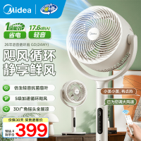 美的(Midea)空气循环扇语音家用落地扇一级能效变频大风量轻音柔风家用遥控定时轻音节能语音款GDJ24WYJ
