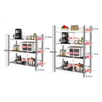 不锈钢厨房置物架带围栏烤箱锅架家用收纳架子多层落地式储物货架