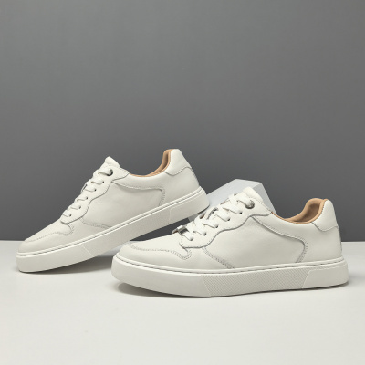 真皮板鞋男款潮流百搭鞋子欧洲站男鞋头层牛皮透气低帮男士休闲鞋