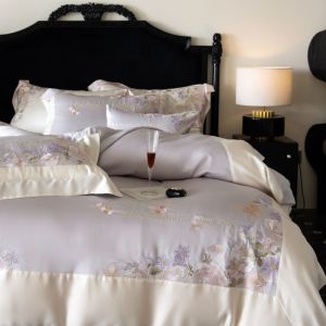 高端轻奢90支澳棉四件套精致绣花圆角宽边工艺床单柔软床品