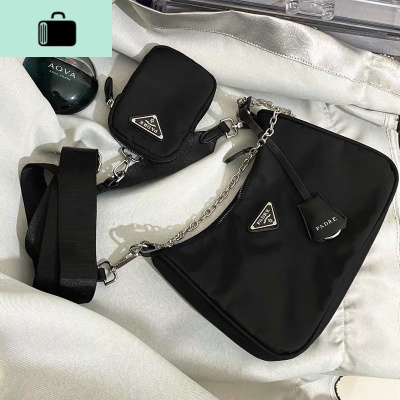2020新款包包女斜挎百搭腋下包ins链条复古单肩包学生韩版子母包NEW LAKE 黑色女士单肩包