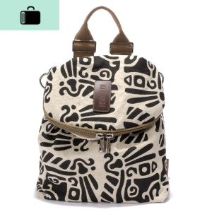 2020新款简约双肩包女士帆布休闲包褶皱涂鸦棉麻小背包文艺旅行包NEW LAKE 主图 主图