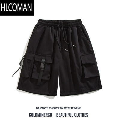 HLCOMAN夏季工装短裤男潮牌ins宽松休闲直筒多口袋机能痞帅运动五分裤薄