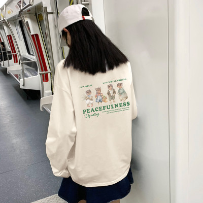 [1折价29.9元,叠加优惠券]春季女圆领背后图案长袖T恤潮流百搭上衣时髦休闲