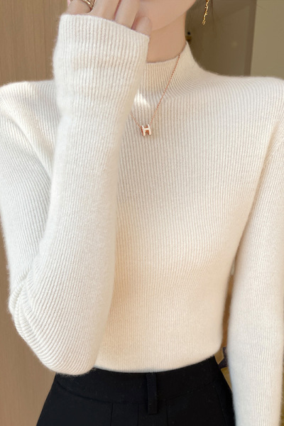 一线成衣秋冬新款毛衣半高领内搭套头长袖针织衫女士修身打底衫