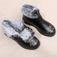 新款真皮妈妈棉鞋软底防滑加厚舒适中老年女棉鞋
