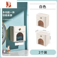 三维工匠纸巾盒轻奢ins风壁挂免打孔卷纸盒厕纸盒卫生间抽纸盒厕所收纳架 白色+白色 2个装