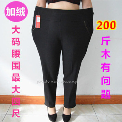 迪鲁奥(DILUAO)2019年秋季冬新款授权店铺特大码200斤胖人加肥加大女裤中老年高腰秋冬款加绒长裤常规裤子