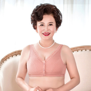 妈妈内衣文胸中老年纯棉胸罩薄款背心聚拢无钢圈老码前扣文胸