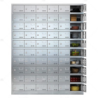 悦山不锈钢餐具碗柜食堂员工多门储物柜304不锈钢60门钥匙锁YSOA11FO60MW304Y