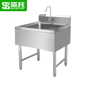 圣托商用水池单星洗碗池 不锈钢餐厅单槽洗菜盆 带水龙头厨房水槽洗碗盆 STTC-BB07D