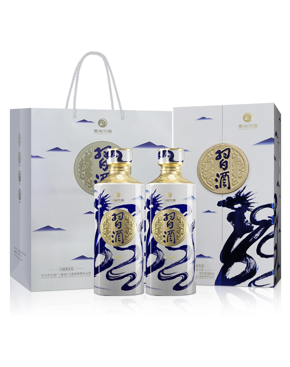 习酒 青花龙 送礼礼盒 酱香型白酒 53度 500ml*2瓶 贵州习酒窖藏
