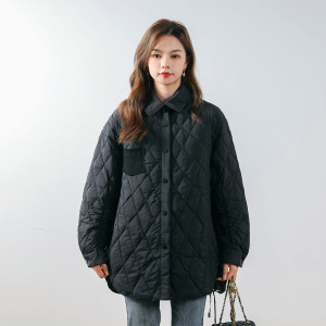 纯色简约秋冬新款时尚休闲翻领纯色抽绳设计羽绒服女_65531