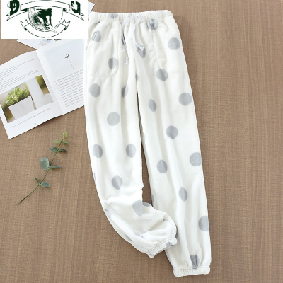 HLCOMAN加厚法兰绒睡裤女秋冬季保暖大码宽松长裤珊瑚绒可爱家居裤暖暖裤睡裤