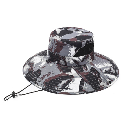 2026帽子新款迷彩圆边帽渔夫帽户外登山帽钓鱼帽防晒遮阳男士盆帽