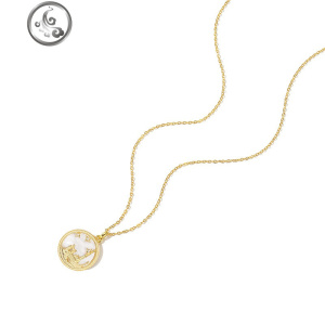 925银硬币母贝项链女潮网红纯银锁骨链轻奢小众吊坠脖颈链 JiMi 梦之城堡项链