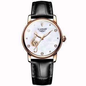 卡梭(KASSAW)手表女表自动机械表商务LOVE系列音符女士表时尚潮流镶钻皮带防水夜光K815L