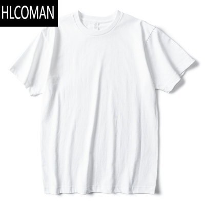HLCOMAN250g圆领短袖t恤男纯白色美式简约纯色宽松上衣女夏季tee