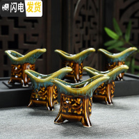 三维工匠创意陶瓷茶杯套装家用个人品茗杯主人杯窑变功夫茶具杯子茶碗个性 窑变蓝帝王杯6只装