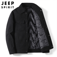 JEEP SPIRIT吉普灯芯绒保暖羽绒服男夹克冬季爸爸装休闲加厚冬装翻领工装服