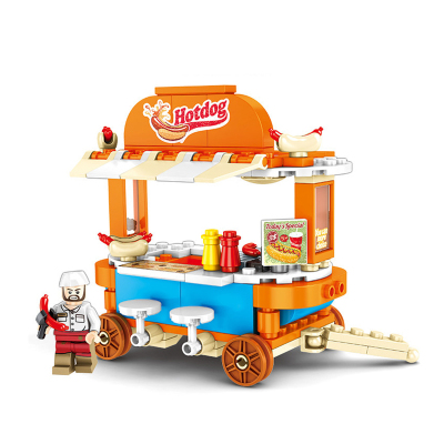 兼容乐高积木儿童拼插玩具迷你街景系列男孩子小颗粒拼装汽车 热狗