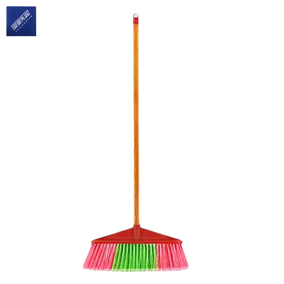 安居先森木柄塑料硬毛笤帚扫帚扫把 直杆短款
