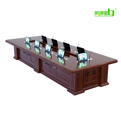 英绅宝-烤漆无纸化会议桌智能大型会议台升降器显示屏会议桌/SJHYZ-001/米