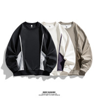 春秋季新款拼色套头卫衣男圆领长袖宽松时尚大码休闲上衣潮牌男装