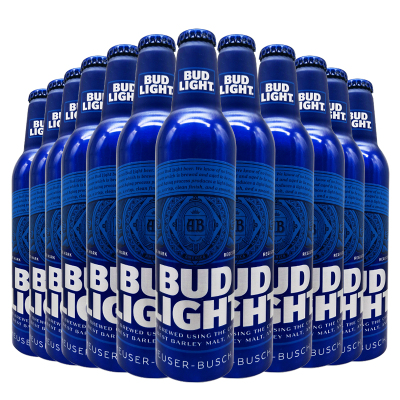 进口budlight百威啤酒 美国原装百威铝瓶啤酒蓝色瓶473ml*12瓶装