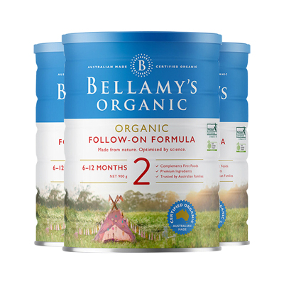 澳大利亚Bellamy's2段奶粉婴幼儿有机奶粉900g3罐6-12个月宝宝有机牛奶粉