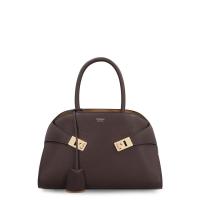 Ferragamo手提包女款粒纹牛皮材质金属装饰可拆卸肩带双里仓设计