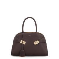 Ferragamo手提包女款粒纹牛皮材质金属装饰可拆卸肩带双里仓设计