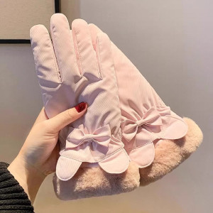 手套女冬季加厚加绒骑车防寒可触屏女士冬天骑行电动车保暖棉手套
