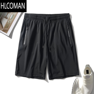 HLCOMAN冰丝四面弹!速干透气男士松紧腰直筒短裤夏季透气运动宽松五分裤