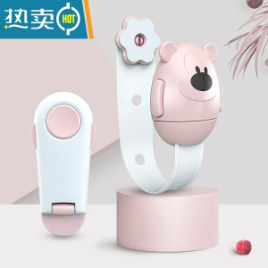 显彩抽屉锁儿童安全锁按钮防夹手婴儿宝宝防护开锁扣冰箱门柜子柜门锁 暖樱粉(5个长锁+5个短锁)房门安全扣