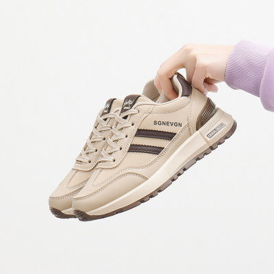 秋季新款透气ins潮韩版皮面鞋女学生街拍跑步运动休闲鞋_493