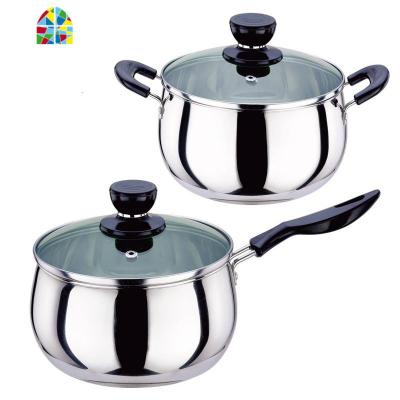 加厚不锈钢奶锅小汤锅单复底宝宝婴儿辅食牛奶锅煮面锅电磁炉 FENGHOU 单柄复底14CM