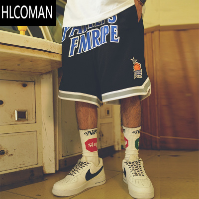 HLCOMAN刺绣复古美式篮球短裤男大码夏季潮牌宽松运动休闲冰丝男款五分裤