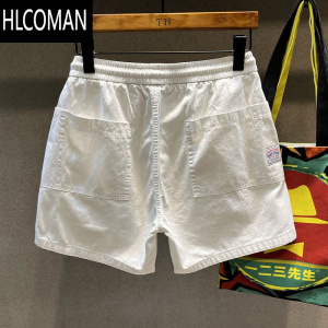 HLCOMAN2025新款四分三分白色工装休闲短裤男夏季薄款宽松沙滩裤百搭