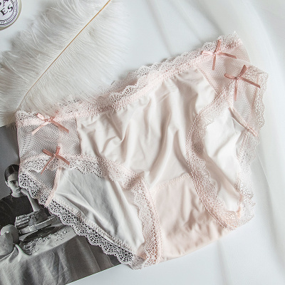 盛世尼曼ms仙女之名~甜美冰丝舒适蕾丝内裤棉内档性感女士中低腰三角