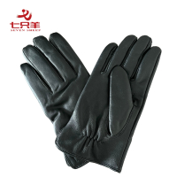七只羊 防寒皮手套 黑色 双