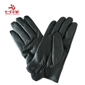 七只羊 防寒皮手套 黑色 双