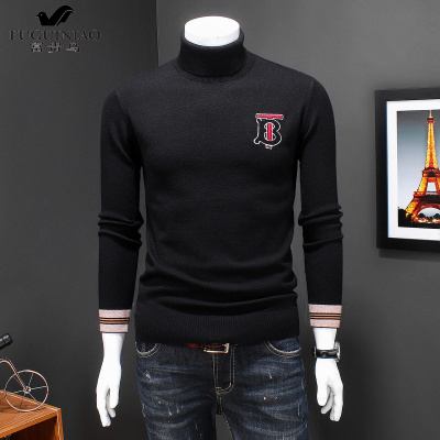 富贵鸟（FUGUINIAO）高领羊毛衫男2019冬季新款男士毛衣休闲保暖男装针织衫