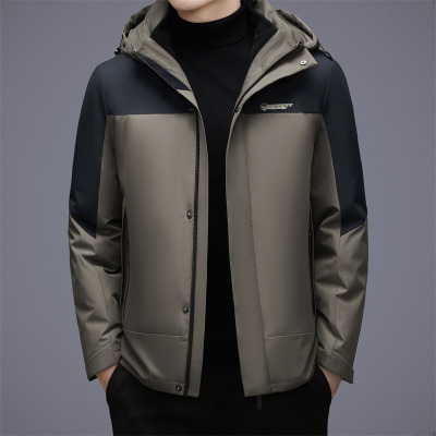 一衣三穿脱卸羽绒内胆连帽羽绒服冬季新款中年短款保暖羽绒服外套