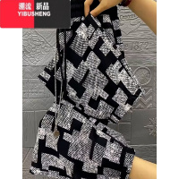 YIBUSHENG季新款冰丝大码休闲裤女薄款宽松印花束脚哈伦裤显瘦九分灯笼裤