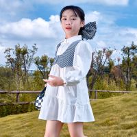 [直降价:59元]秋季新款女童长袖连衣裙撞色格子百搭连衣裙假两件衬衫裙