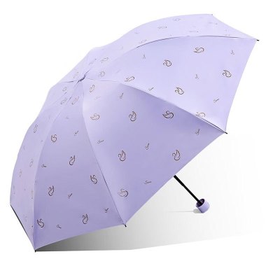 天堂伞 57*8三折晴雨伞 蔻玉纺黑胶天鹅恋曲 31154E