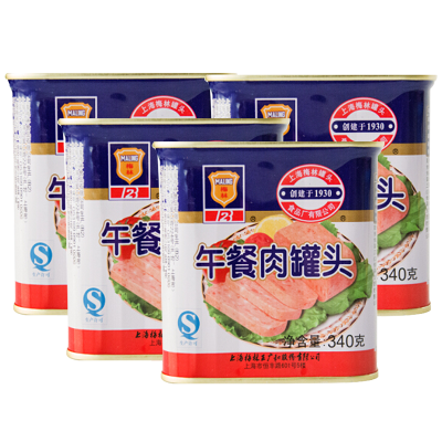 上海梅林 午餐肉罐头 340g 4罐组合装 泡面火锅搭档 红罐 午餐肉